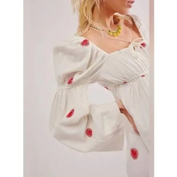 Free People Emory Embroidered Midi Dress S - Picture 3 of 7